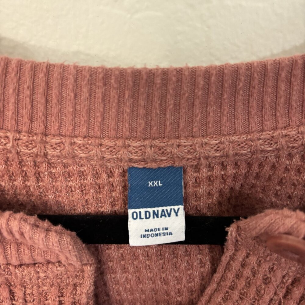 Old Navy Mauve Waffle Knit Henley Long Sleeve Top | Size XXL - Picture 2 of 3